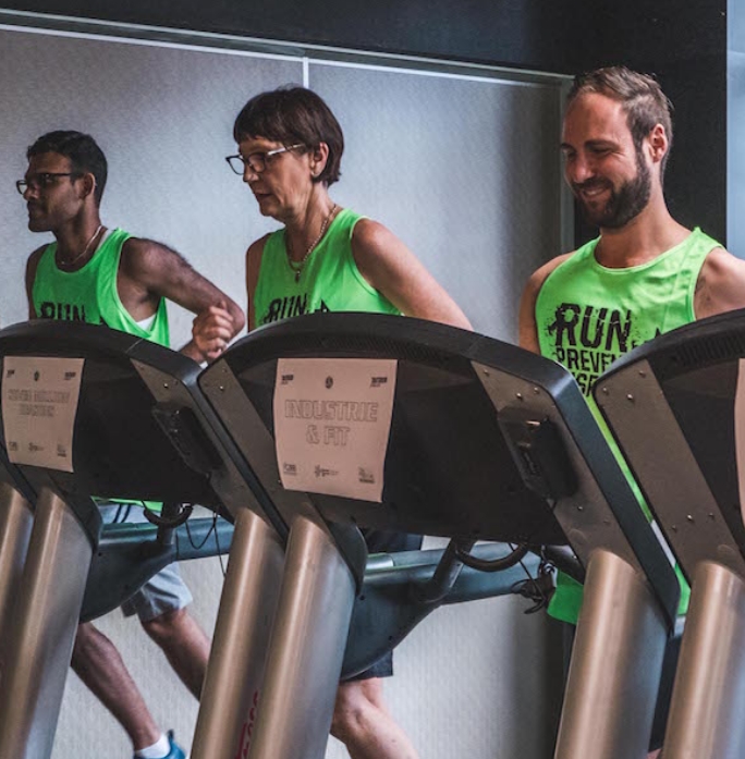 Runners on treadmills